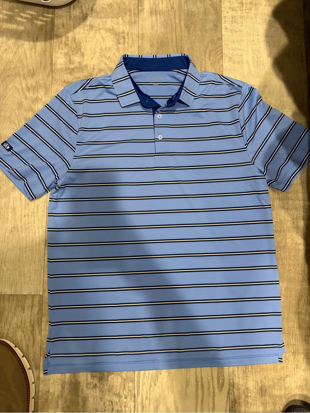 Good Good Golf Men's Light Blue Striped Golf Shirt